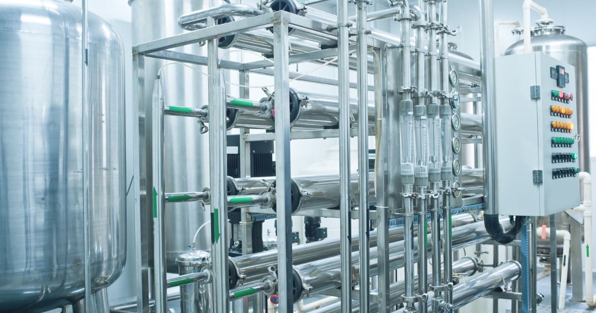 A water system in a lab using different fittings.