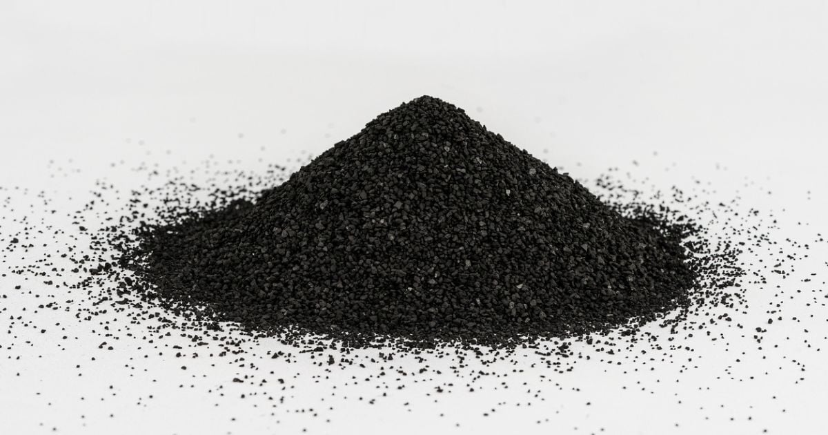 A pile of activated charcoal used for filtration and seperation.